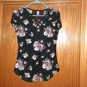 Black floral dress shirt